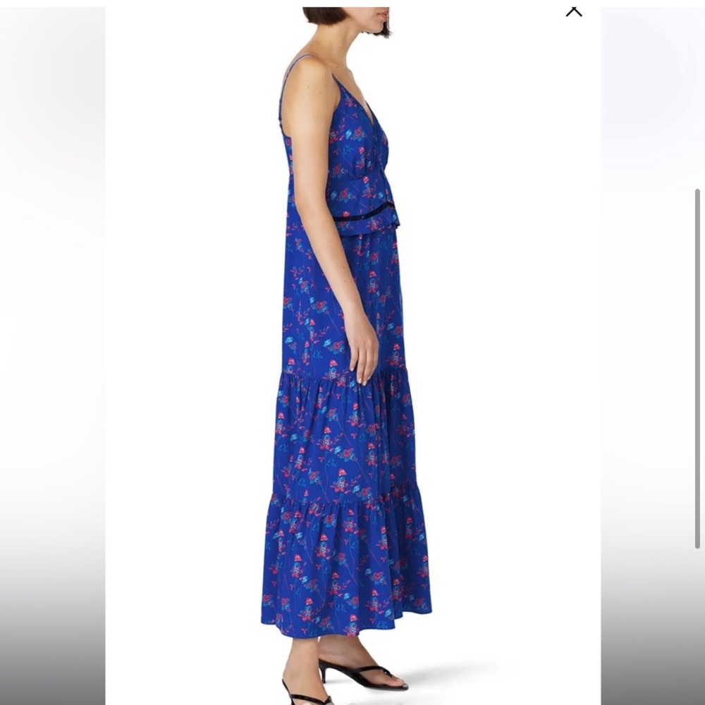 Thankoon Collective Wide Leg Blue Floral Jumpsuit- Size 10 - Picture 2 of 5